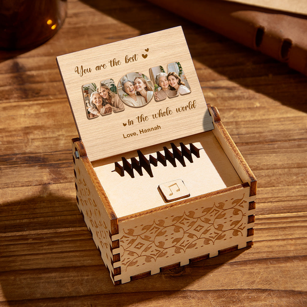 Mom’s Melody™ Personalized Wooden Photo Music Box