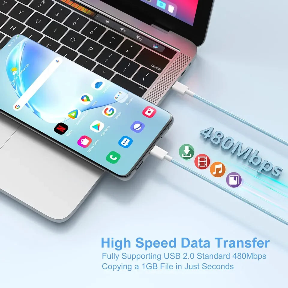 Cable original PD 60W USB C a USB C para iPhone 15 y MacBook Pro