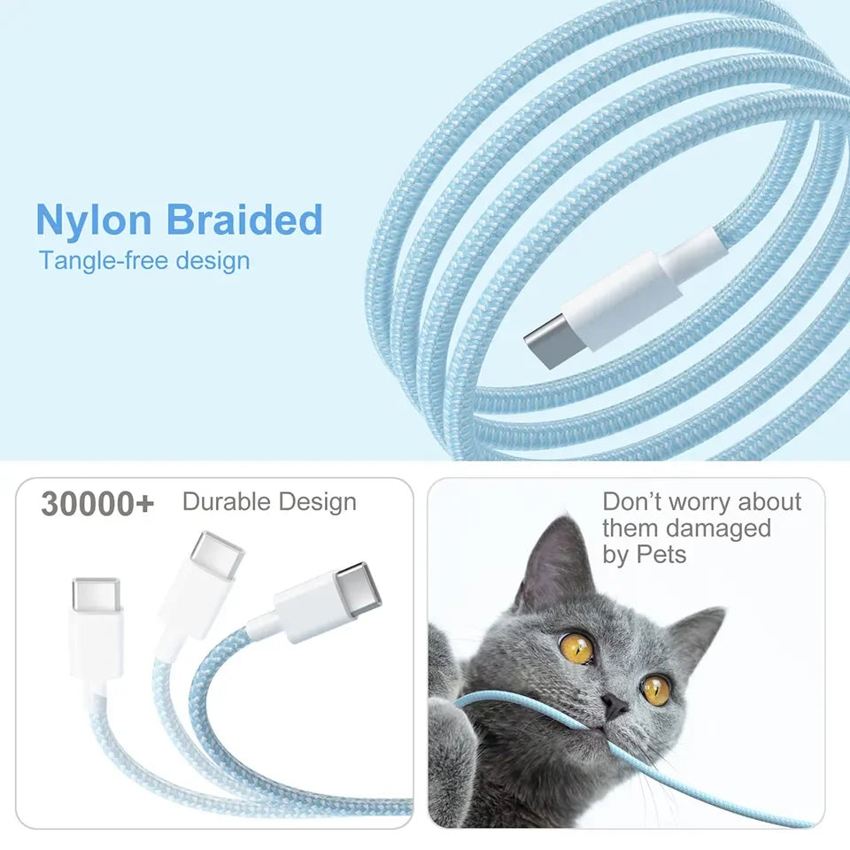 Cable original PD 60W USB C a USB C para iPhone 15 y MacBook Pro