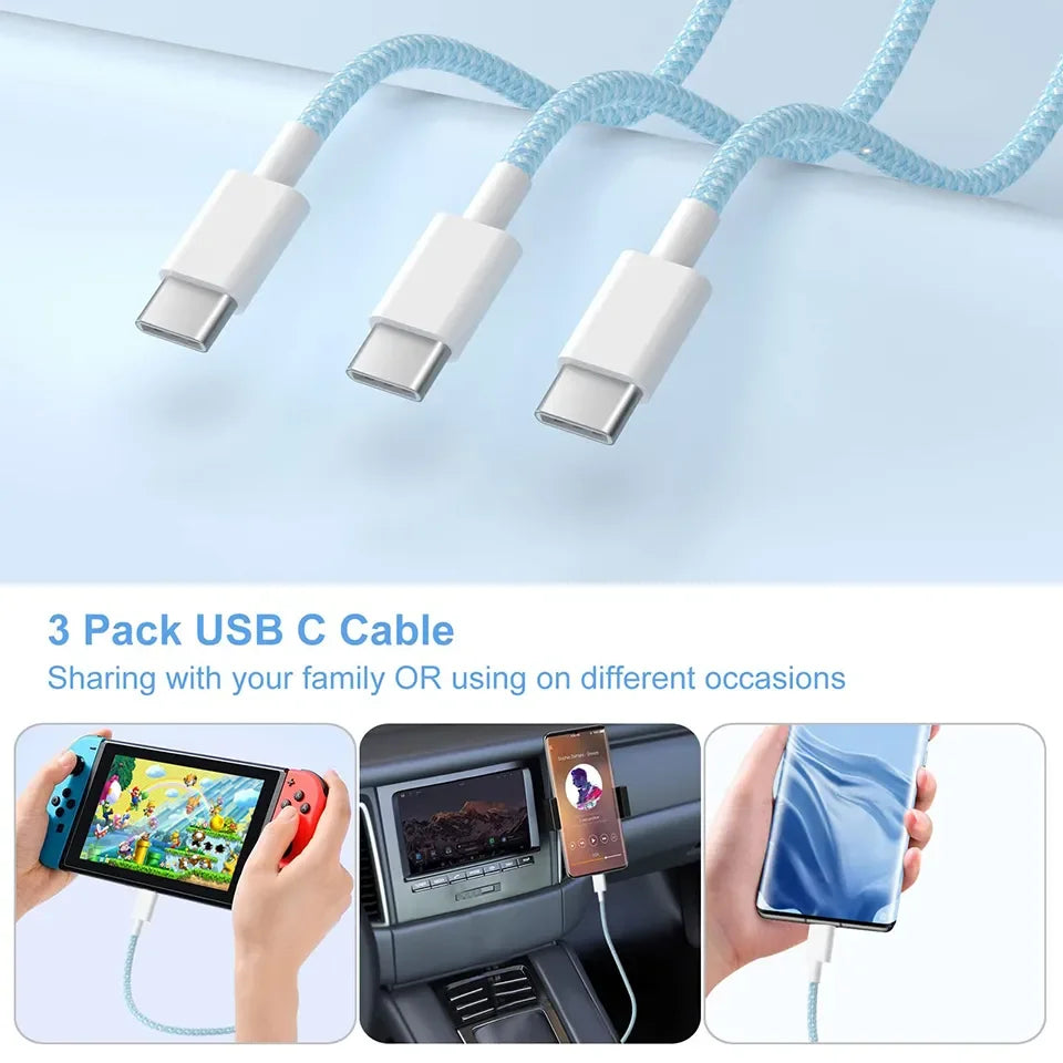 Cable original PD 60W USB C a USB C para iPhone 15 y MacBook Pro