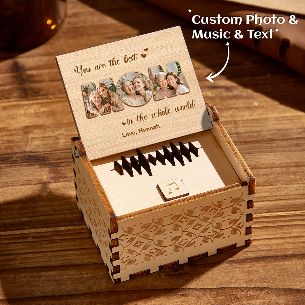 Mom’s Melody™ Personalized Wooden Photo Music Box