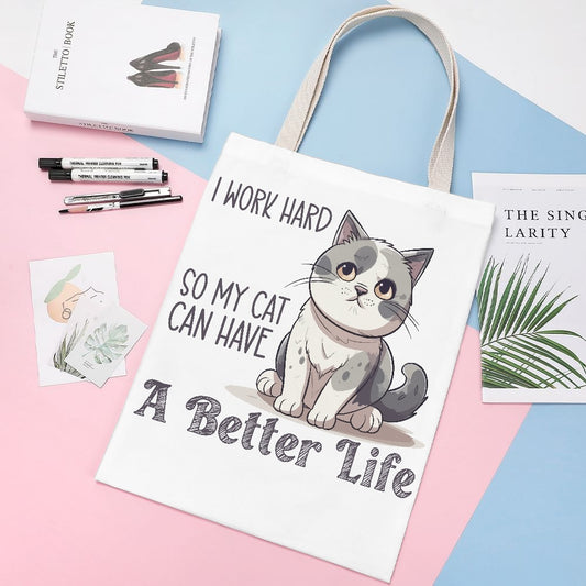 I Work Hard For My Cat Canvas Bag