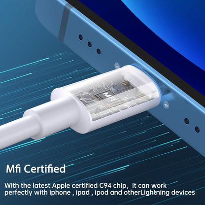 Carga rápida para iPhone 【Certificado MFi】 Paquete de 2 PD USB C de 20 W con cable USB C a Lightning de 6 y 10 pies