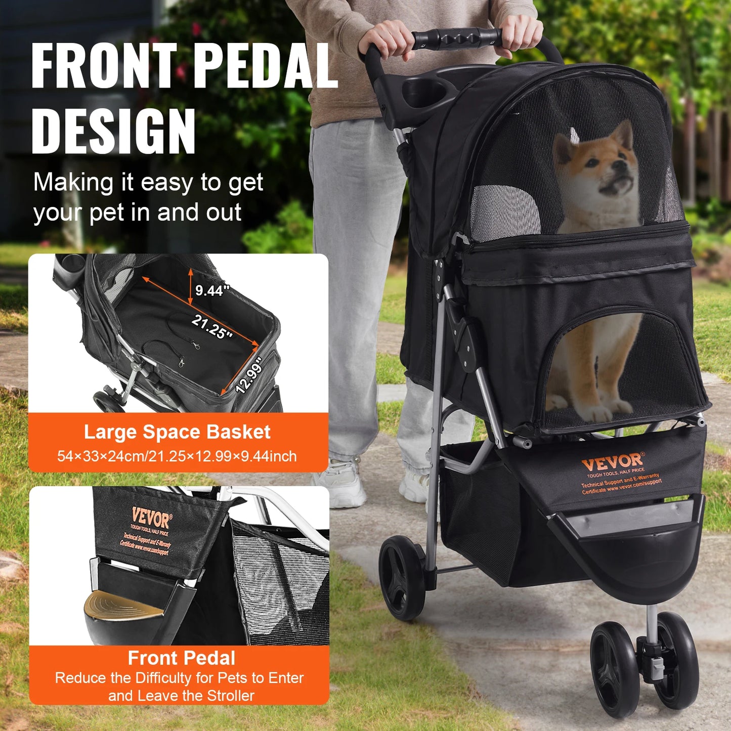 VEVOR Foldable Pet Stroller For Travel