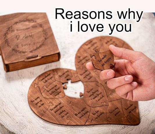 Reasons Why I Love You Wooden Love Puzzle
