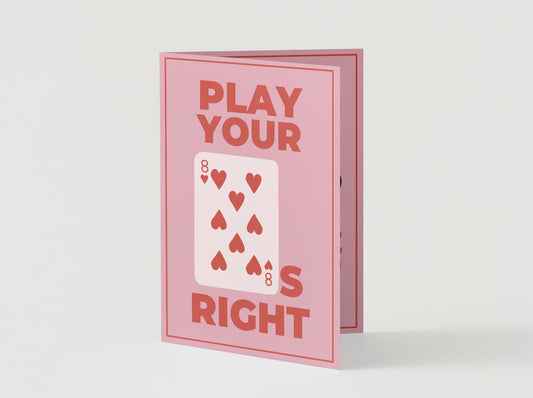 Tarjeta divertida del día de San Valentín "Juega bien tus cartas"